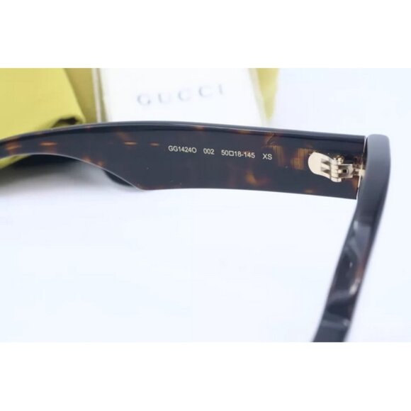 New Authentic Gucci GG1424O 002 XS Tortoise Cat Eye Eyeglasses Clear Lenses 50mm - Picture 5 of 6